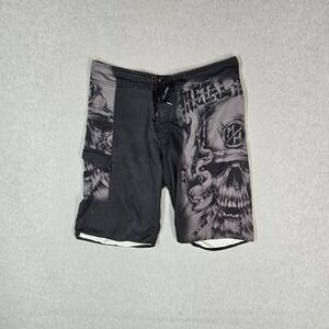 Metal Mulisha Men Swimwear 34 Black Board Shorts Skull Logo Graphic Grunge READ